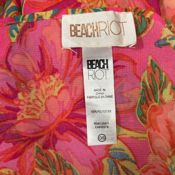 Beach Riot Melanie Floral Sarong In Miami Peony O/S Lightweight Cover-Up - Picture 5 of 5